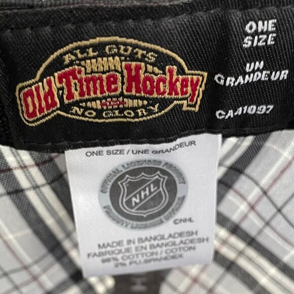 NHL Old Time Hockey Flex Fit Cotton Plaid Ball Cap w Canucks Logo Grey Blk Sz OS - Picture 7 of 10
